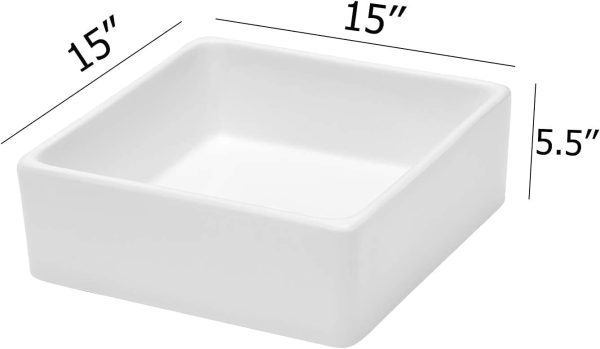 Couoko 15x15 Square Bathroom Sink Modern White Porcelain Ceramic Above Counter Bathroom Vessel Vanity Sink Art Basin  from Lordear