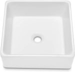 Couoko 15x15 Square Bathroom Sink Modern White Porcelain Ceramic Above Counter Bathroom Vessel Vanity Sink Art Basin  from Lordear