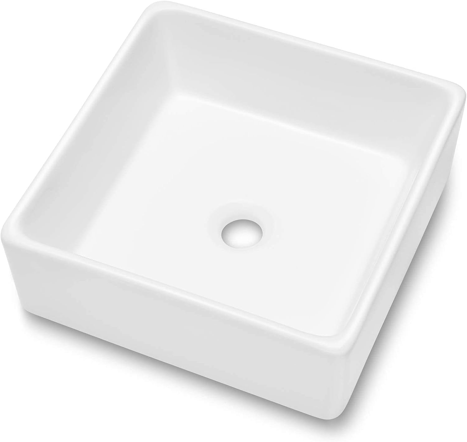 Couoko 15x15 Square Bathroom Sink Modern White Porcelain Ceramic Above Counter Bathroom Vessel Vanity Sink Art Basin  from Lordear